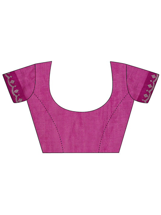 Leelavati Embellished Banarasi Organza Saree (Magenta)