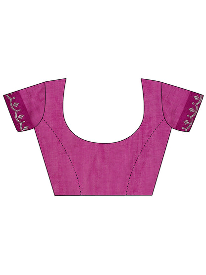 Leelavati Embellished Kanjivaram Silk Blend Saree (Magenta)