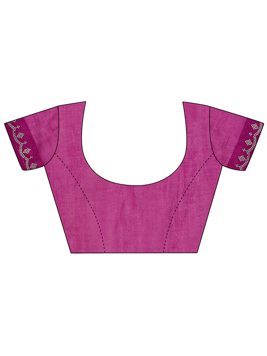 Leelavati Embellished Kanjivaram Silk Blend Saree (Magenta)