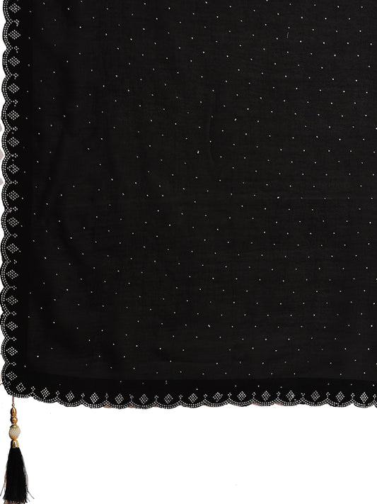 Leelavati Embellished Kanjivaram Silk Blend Saree (Black)