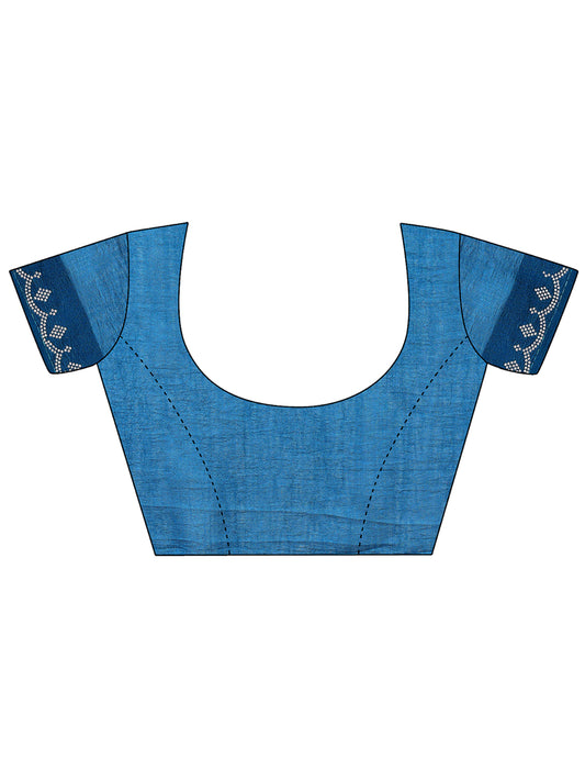 Leelavati Embellished Kanjivaram Silk Blend Saree (Blue)