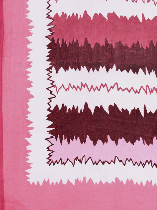 Leelavati Printed Bollywood Chiffon Saree (Pink, White)