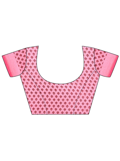 Leelavati Printed Bollywood Chiffon Saree (Pink, White)