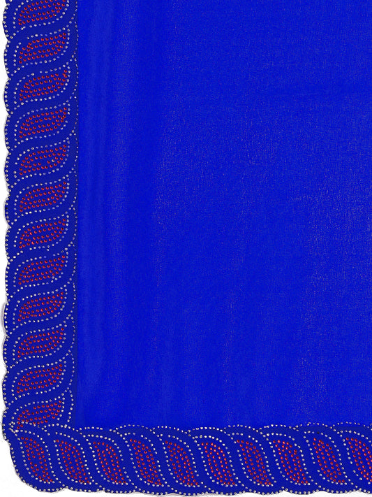 Leelavati Embellished Bollywood Chiffon Saree (Blue)