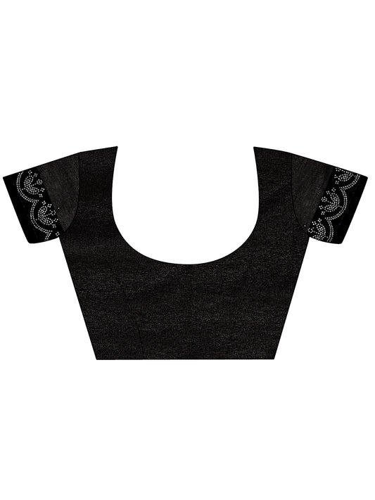 Leelavati Embroidered, Embellished Bollywood Georgette Saree (Black)