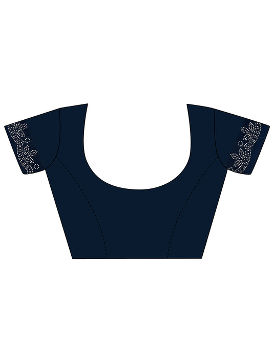 Leelavati Embellished Bollywood Chiffon Saree (Dark Blue)