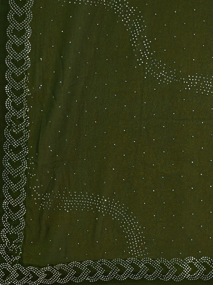 Leelavati Embroidered, Embellished Bollywood Georgette Saree (Dark Green)