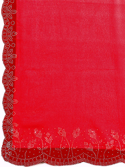 Leelavati Embellished Bollywood Chiffon Saree (Red)