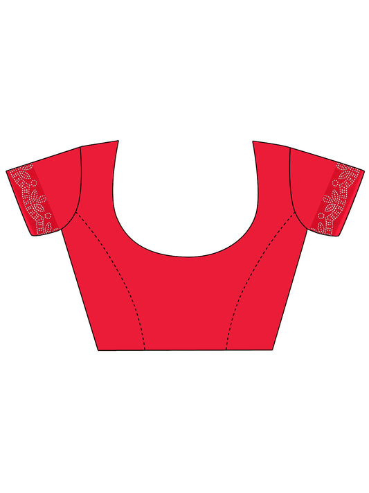 Leelavati Embellished Bollywood Chiffon Saree (Red)