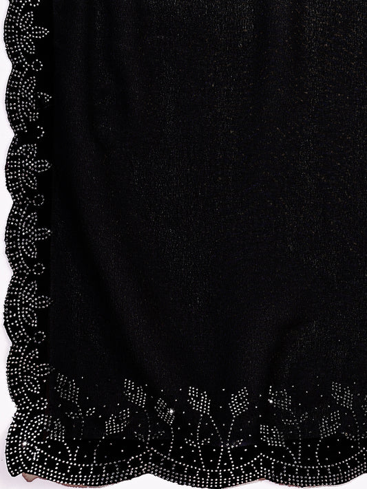 Leelavati Embellished Bollywood Chiffon Saree (Black)