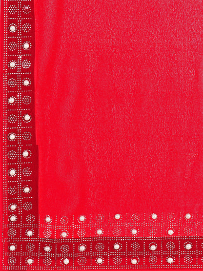 Leelavati Embellished, Embroidered Bollywood Georgette Saree (Red)