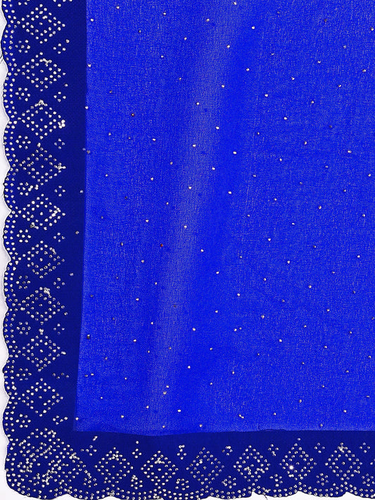 Leelavati Embellished Bollywood Chiffon Saree (Blue)