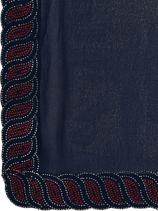 Leelavati Embellished Bollywood Chiffon Saree (Dark Blue)