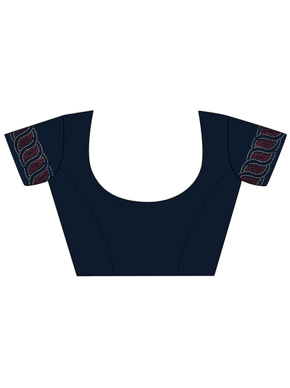 Leelavati Embellished Bollywood Chiffon Saree (Dark Blue)