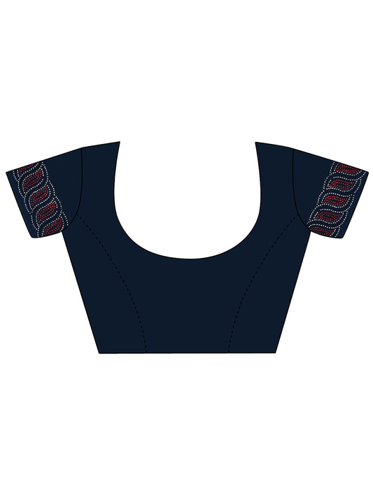 Leelavati Embellished Bollywood Chiffon Saree (Dark Blue)