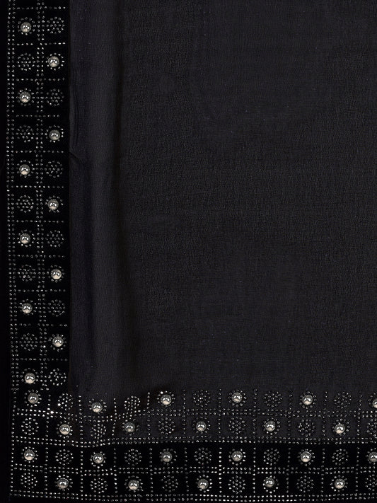 Leelavati Embroidered, Embellished Bollywood Georgette Saree (Black)