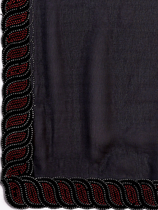 Leelavati Embellished Bollywood Chiffon Saree (Black)