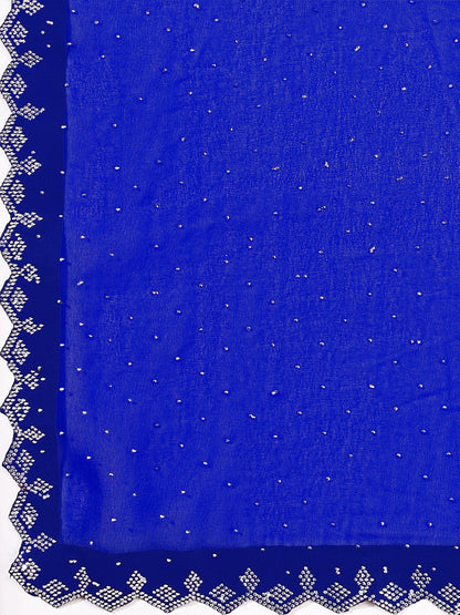 Leelavati Embellished Bollywood Chiffon Saree (Blue)