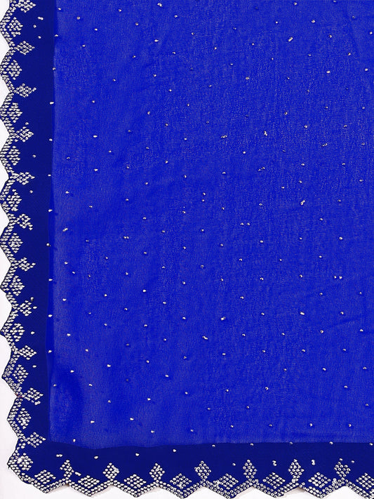 Leelavati Embellished Bollywood Chiffon Saree (Blue)