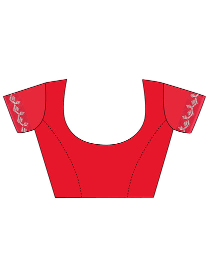 Leelavati Embellished Bollywood Chiffon Saree (Red)