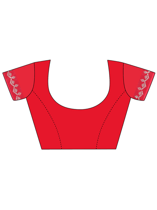 Leelavati Embellished Bollywood Chiffon Saree (Red)