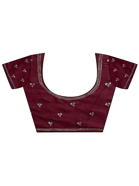 Leelavati Embroidered, Embellished, Woven Bollywood Georgette Saree (Maroon)