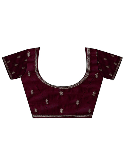 Leelavati Embroidered, Embellished, Woven Bollywood Georgette Saree (Maroon)