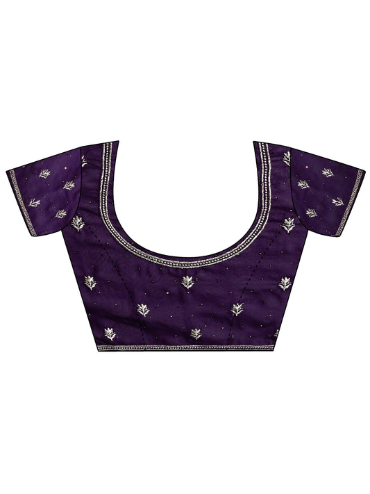 Leelavati Embroidered, Embellished, Woven Bollywood Georgette Saree (Purple)
