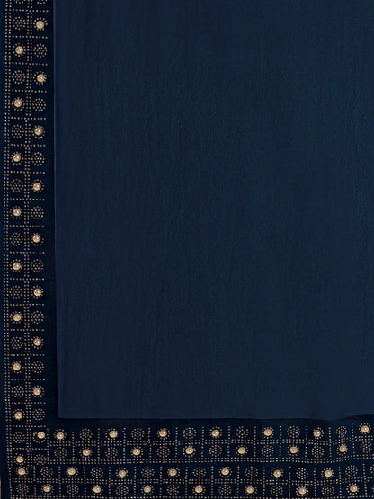 Leelavati Embellished Bollywood Chiffon Saree (Dark Blue)