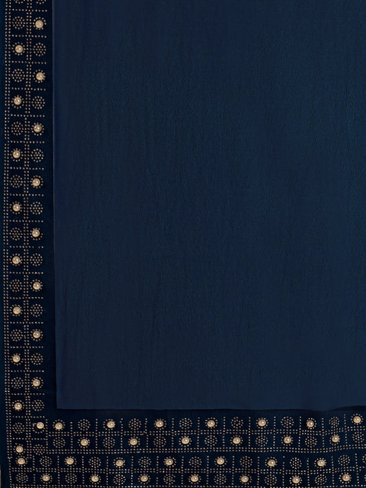 Leelavati Embellished Bollywood Chiffon Saree (Dark Blue)