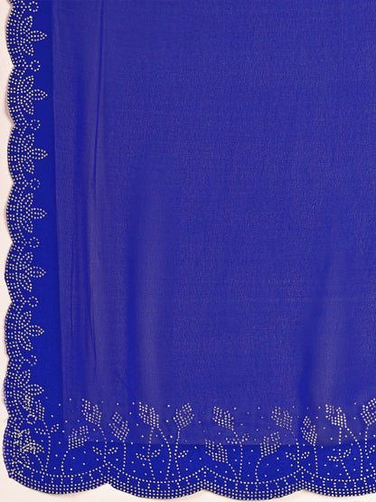 Leelavati Embellished Bollywood Chiffon Saree (Blue)