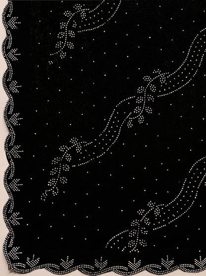 Leelavati Embroidered, Embellished Bollywood Georgette Saree (Black)