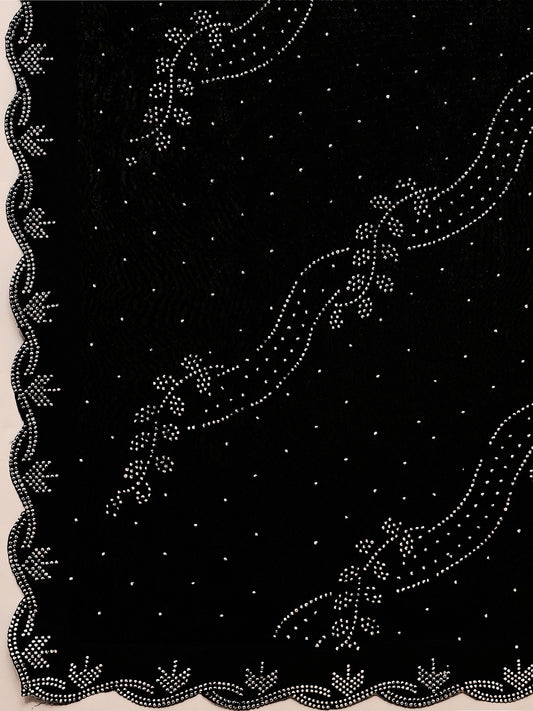 Leelavati Embroidered, Embellished Bollywood Georgette Saree (Black)