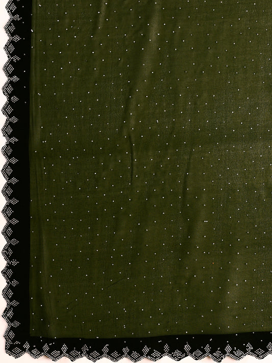 Leelavati Embellished Bollywood Chiffon Saree (Green)