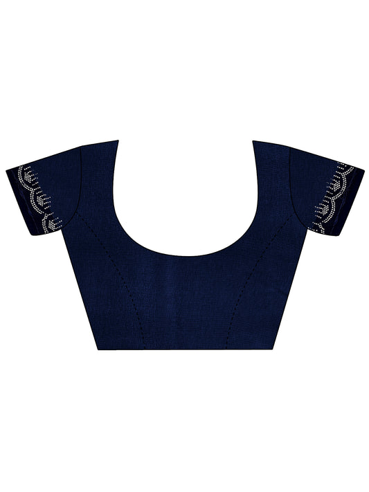 Leelavati Embroidered, Embellished Bollywood Georgette Saree (Dark Blue)