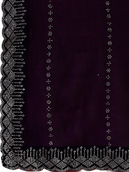 Leelavati Embellished Bollywood Chiffon Saree (Purple)