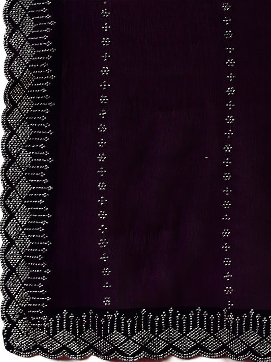 Leelavati Embellished Bollywood Chiffon Saree (Purple)