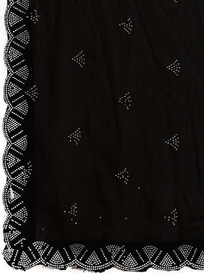 Leelavati Embroidered, Embellished Bollywood Georgette Saree (Black)