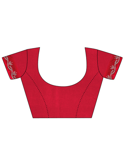 Leelavati Embroidered, Embellished Bollywood Georgette Saree (Red)