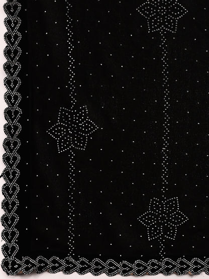 Leelavati Embroidered, Embellished Bollywood Georgette Saree (Black)