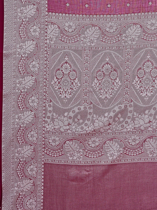 Leelavati Woven, Self Design Kanjivaram Pure Silk, Jacquard Saree (Purple)