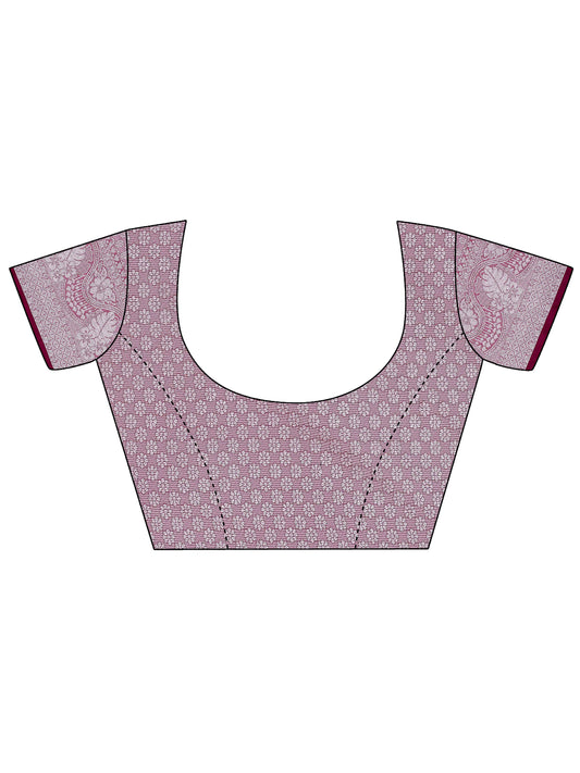 Leelavati Woven, Self Design Kanjivaram Pure Silk, Jacquard Saree (Purple)