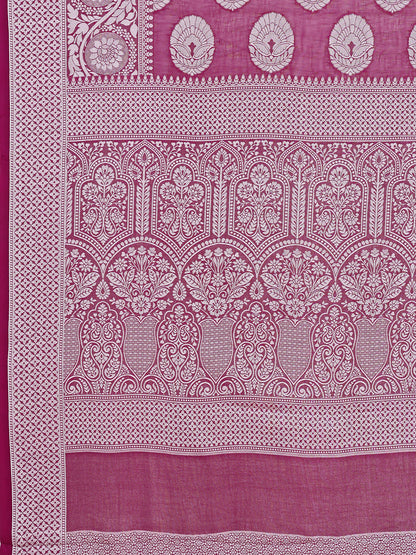 Leelavati Woven, Self Design Kanjivaram Pure Silk, Jacquard Saree (Purple)