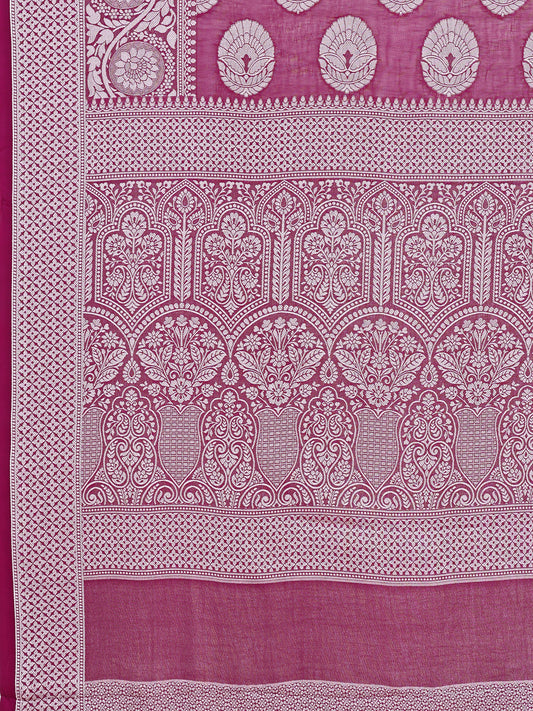 Leelavati Woven, Self Design Kanjivaram Pure Silk, Jacquard Saree (Purple)