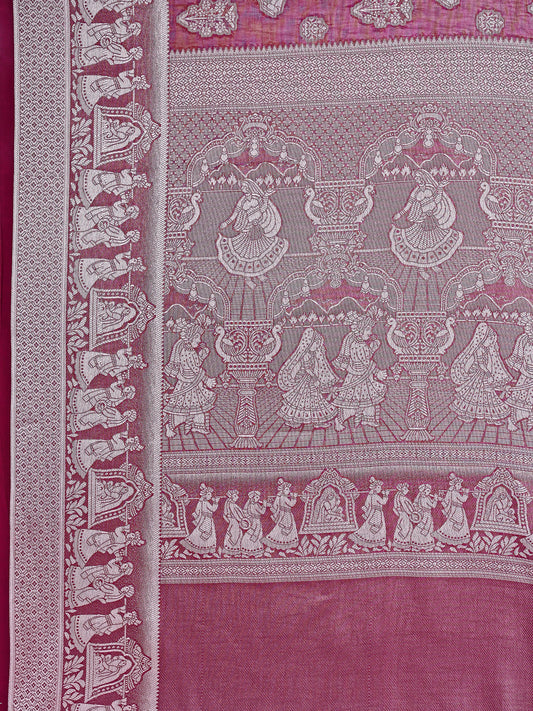 Leelavati Woven, Self Design Kanjivaram Pure Silk, Jacquard Saree (Purple)