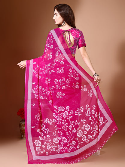 Leelavati Printed Daily Wear Chiffon Saree (Pink)