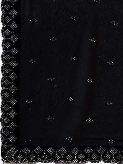 Leelavati Embellished Bollywood Chiffon Saree (Black)