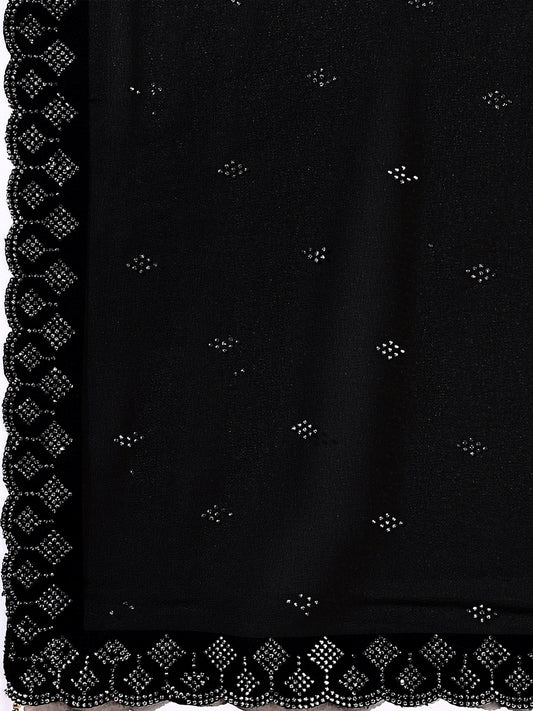 Leelavati Embellished Bollywood Chiffon Saree (Black)