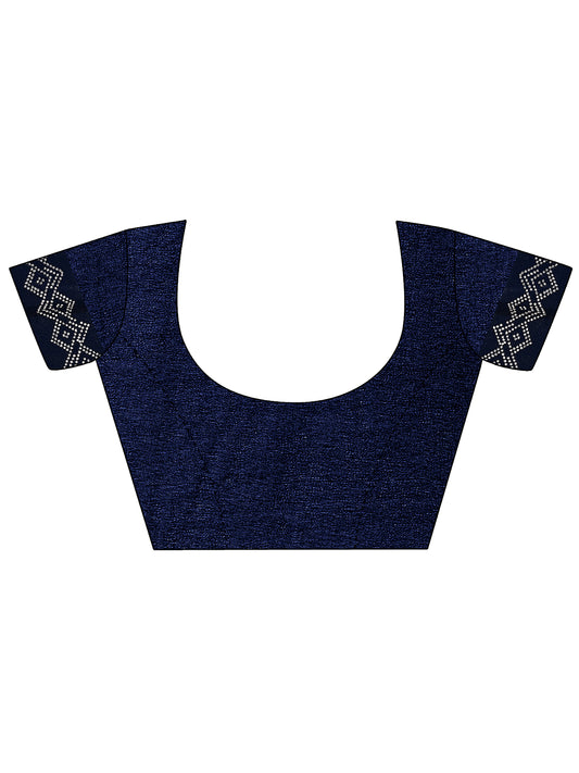 Leelavati Embellished Bollywood Chiffon Saree (Dark Blue)