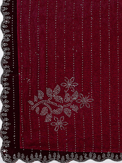 Leelavati Embellished Bollywood Chiffon Saree (Maroon)
